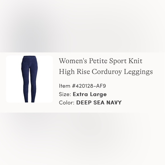Lands’ End Women’s petite sport knit high rise corduroy legging - Picture 6 of 6
